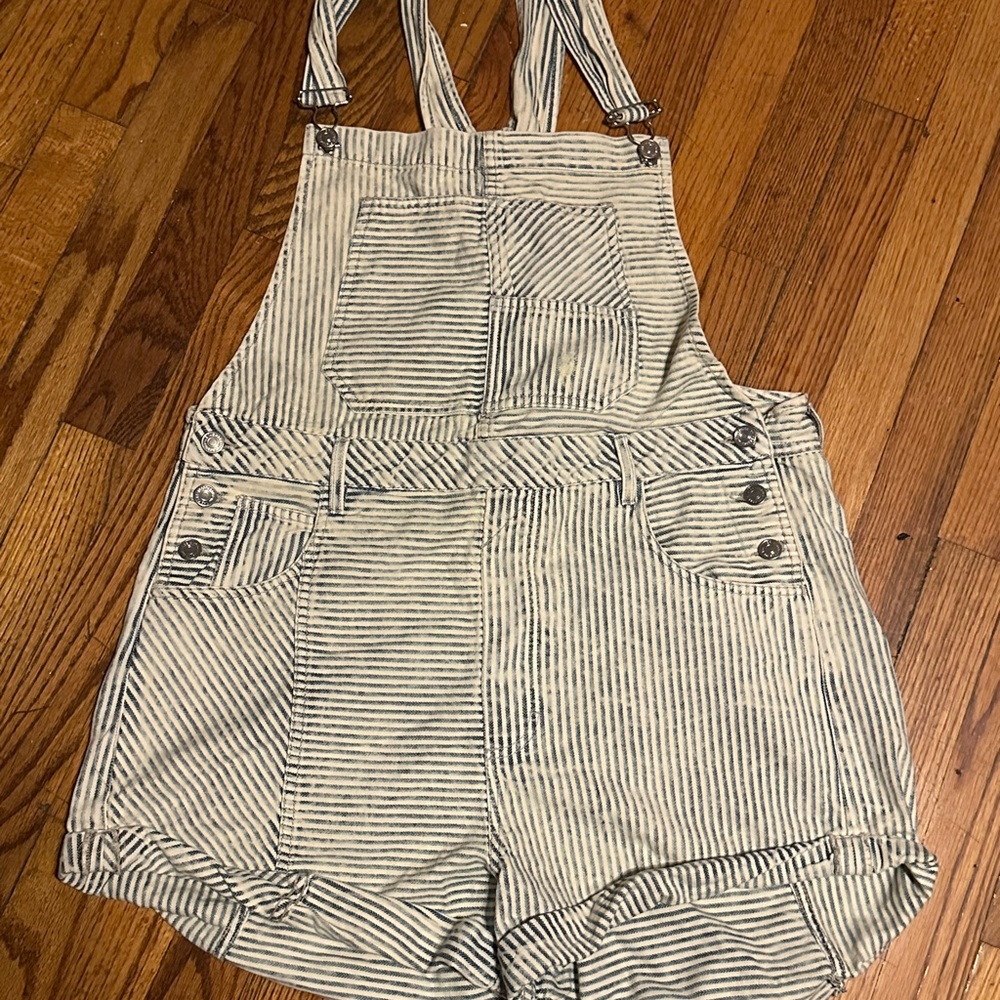 We The Free Blue and Cream Striped Overalls